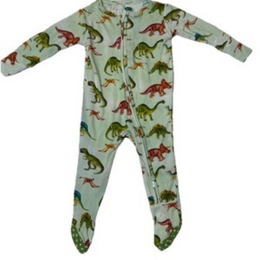 NWOT Posh Peanut Bamboo Baby Footie Zip Sleeper Dino 3-6 Months